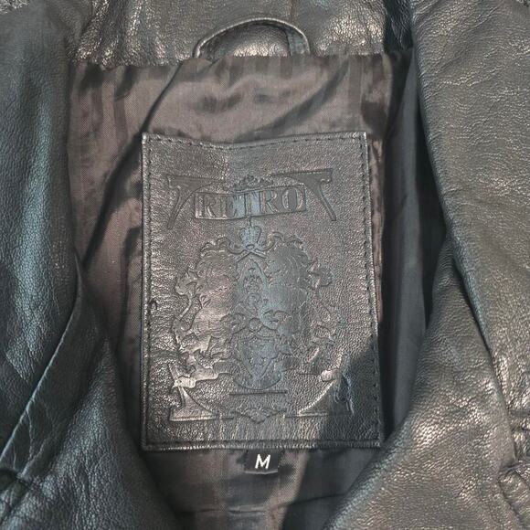 Retro/Splash 100 Percent Black leather biker jacket - Picture 4 of 5